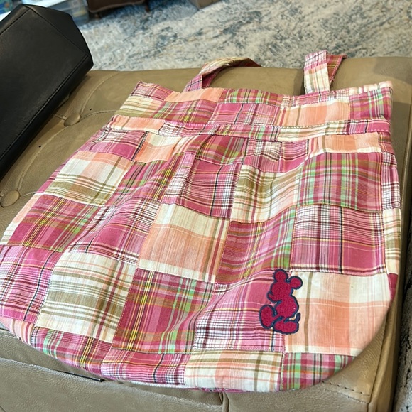 Disney Handbags - Disney’s vintage hobo style bag with red Mickey pink plaid